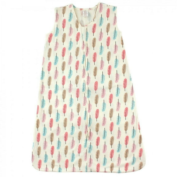 Touched by Nature Baby Girl Organic Cotton Sleeveless Wearable Sleeping Bag, Sack, Blanket, Feathers, 0-6 Months