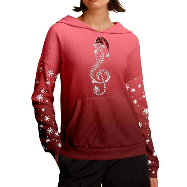 WILLBEST Sudadera con Capucha Cozy Style de Manga Larga, Estilo Casual y Cómoda, Ideal para Estar En Casa Durante Las Fiestas Diseño Estampado Grande