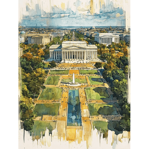 Washington DC National Mall Canvas Print/Wall Art,Perfect for Living Room,Office,Hotel,and Restaurant Decoration.