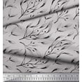 thumbnail image 3 of Soimoi Gray Cotton Cambric Fabric Blueberry Leaves Print Sewing Fabric Yard 58 Inch Wide, 3 of 3