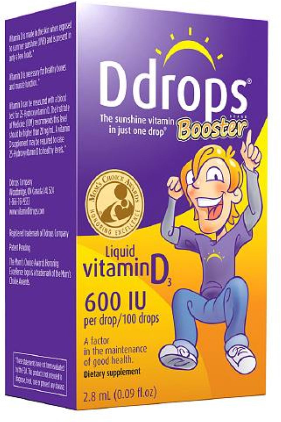 Ddrops Booster Liquid Vitamin D3 600IU Drops, 100 drops, 0.09 oz