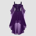 thumbnail image 2 of Robes Style Gothique pour Femmes Grande Taille Mode Robe Midi Corset Manches Longues Évasées Chiffon Fête Élégante, 2 of 5