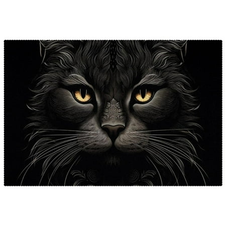 

Placemats Set of 6 Table Placemats for Home Holiday Party Black Cat Eyes