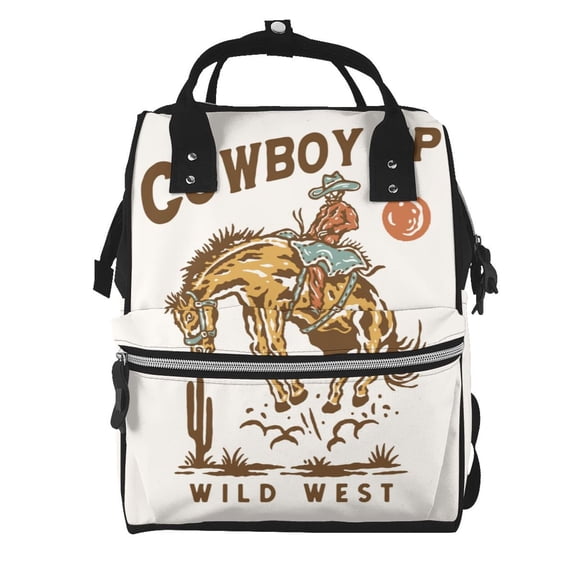 Defioc Cowboy Up Vintage Wild West for Baby Diaper Bag Backpack - Baby Bag for Boys & Girls - Diaper Backpack - Large Travel Diaper Bags- Baby Registry Search & Shower Gifts