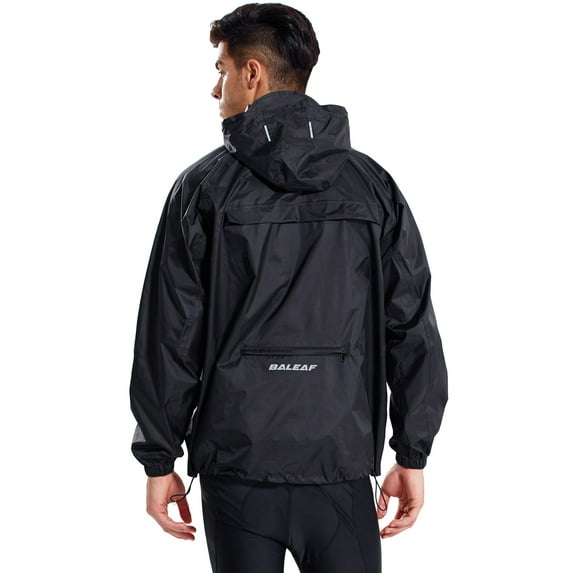 BALEAF Men's Waterproof Raincoat Jacket Winproof Packable Hiking Traveling Crycling Sports Black Size XXL