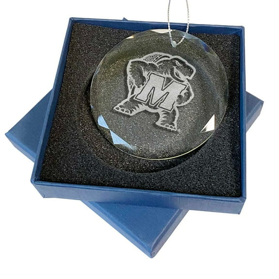 Maryland Terrapins 3.25'' Laser Engraved Glass Ornament
