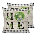 thumbnail image 7 of Outdoor Throw Pillow Cover Spring White Flowers Leaf and Wreath Waterproof Cushion Covers 2 Pack Farm Rustic Wood and Checker Pillow Cases Home Decoration for Patio Garden Couch Sofa, 7 of 7