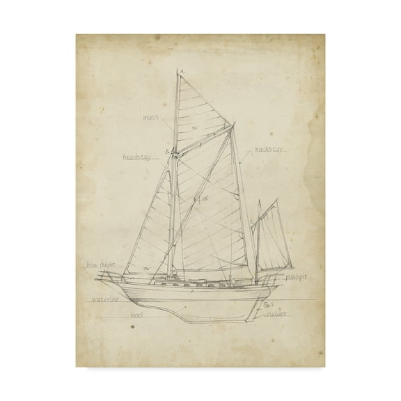 Trademark Fine Art 'Sailboat Blueprint V' Canvas Art by Ethan Harper