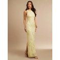 thumbnail image 6 of Light Yellow 3D Floral Embroidered Sleeveless High Neck Bodycon Maxi Dress, 6 of 6