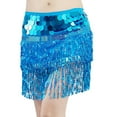 thumbnail image 3 of AGWOLF Sequin Skirt for Women Glitter Mermaid Mini Skirts Sparkly Belly Dance Hip Scarf Music Party Rave Wrap Skirt, 3 of 5