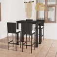 thumbnail image 1 of vidaXL Ensemble de Bar d'Extérieur 5 Pcs avec Coussins en Rotin Poly Noir, 1 of 5