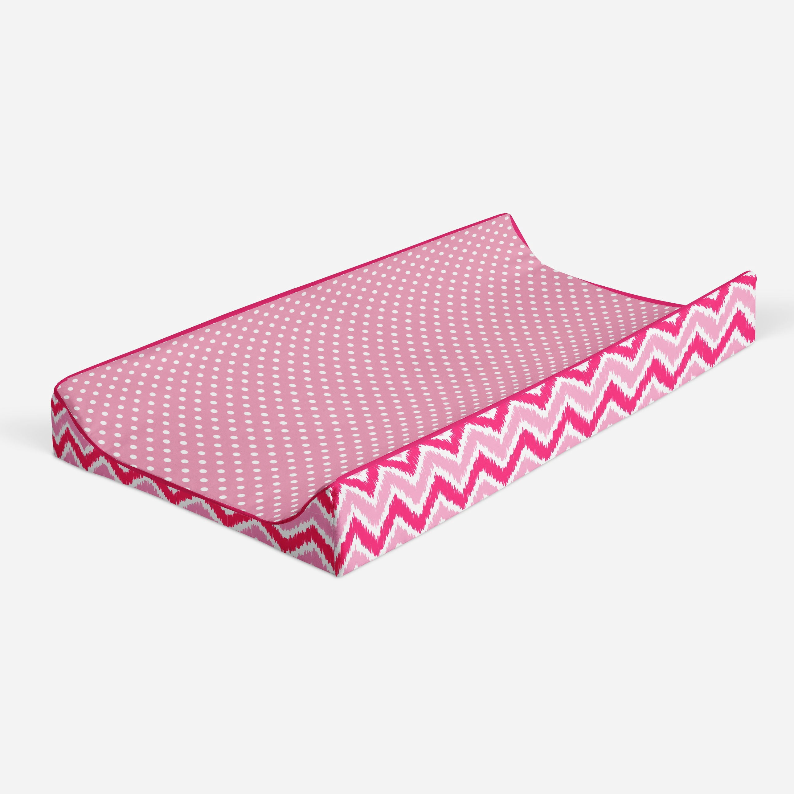 Bacati - Mix N Match Chevron/Dots Pink Girls Quilted Changing Pad Cover