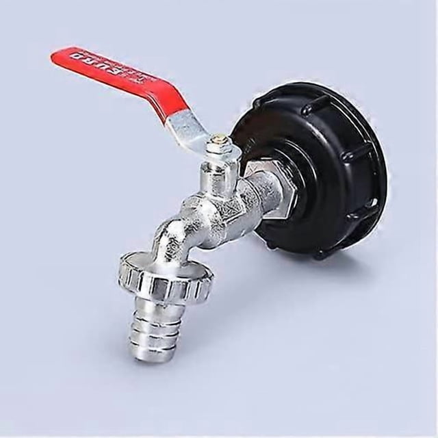 Outdoor Faucet 1000L Tank Faucet Rainwater Harvesting Faucet, 1/2" IBC Water Tank Adapter Dual Rainwater Harvesting Faucet, Alloy Material Faucet Made