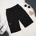 thumbnail image 5 of Rggeeun Child Boys Shorts Solid Color Cargo Elastic Waist With Flap Pockets Loose Fit Knee Length For Summer Outdoor Picnics Cozy Bottoms,Black,5-6 Years, 5 of 8