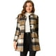 thumbnail image 1 of Abrigo Largo Allegra K Con Cuello De Piel Sintética A Cuadros De Invierno Para Mujer Marrón M, 1 of 5