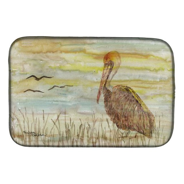 Carolines Treasures SC2025DDM Brown Pelican Yellow Sky Dish Drying Mat