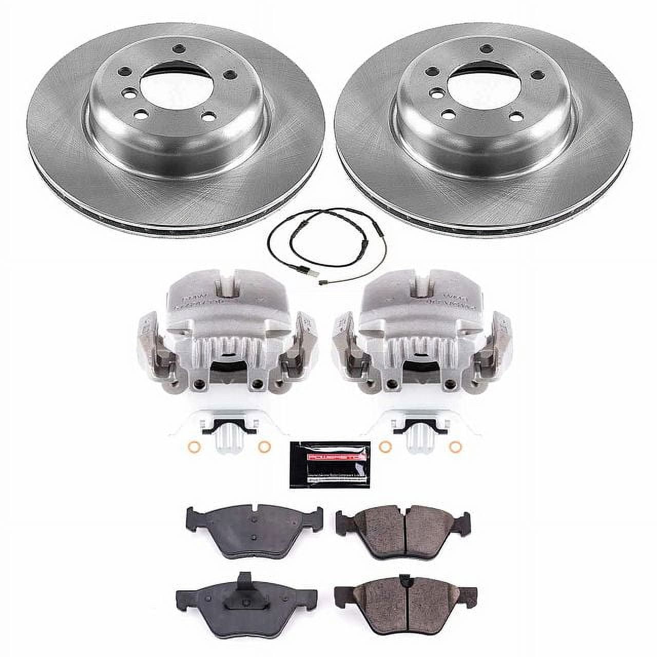 PowerStop Front Stock Replacement Brake Pad and Rotor Kit with Calipers Fits: BMW Select Models KCOE5691
