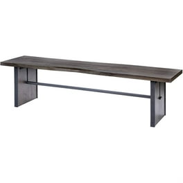 Rectangular Indian Mango Woodbrown Tone Finish W Metal Cladding On The Base Dining Bench