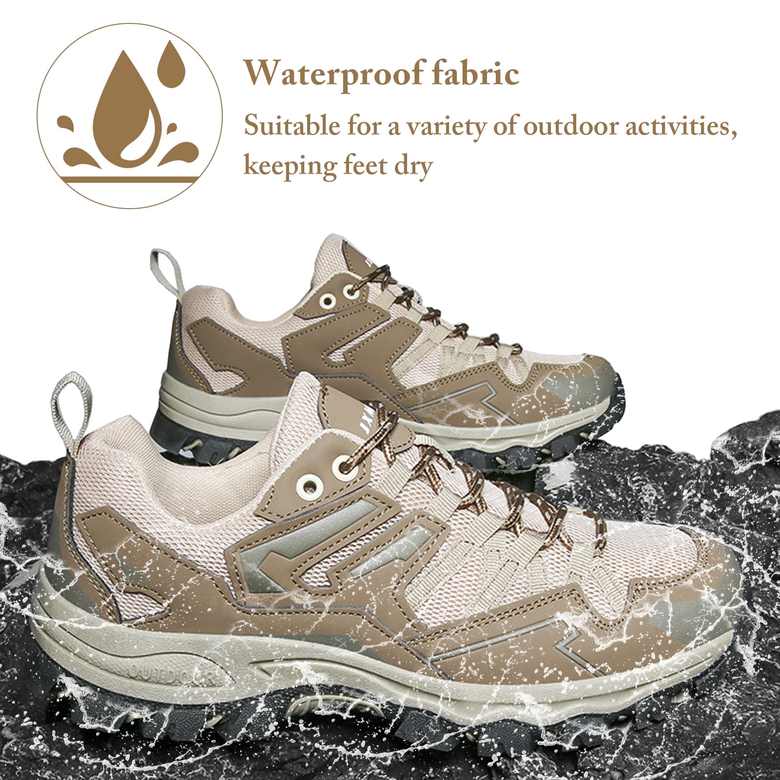 Men's Waterproof Hiking Shoes Lightweight Breathable Walking Shoes for Women Anti Slip Outdoor Trekking Trails Camping Shoes