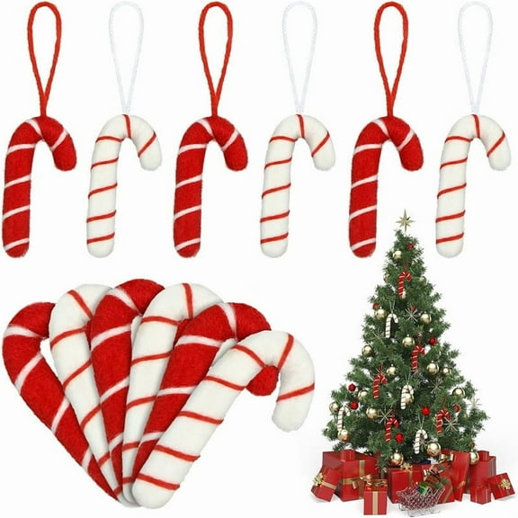 Yoyauz 12 Christmas Lollipop Decoration Candy Cane Hanging Decoration Felt Candy Cane Ornament Candy Christmas Tree Decoration