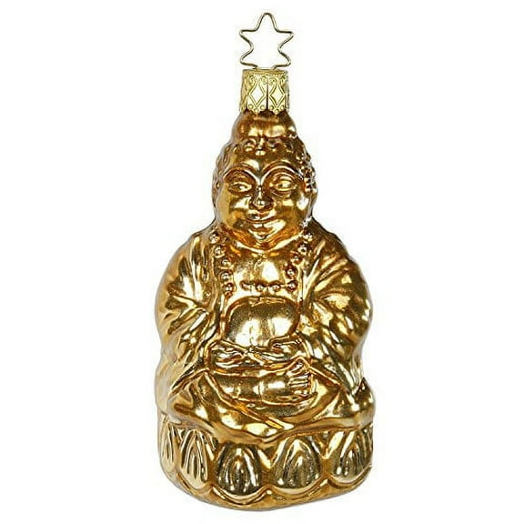 Inge Glas Golden Enlightened Buddha German Glass Christmas Ornament FREE BOX New