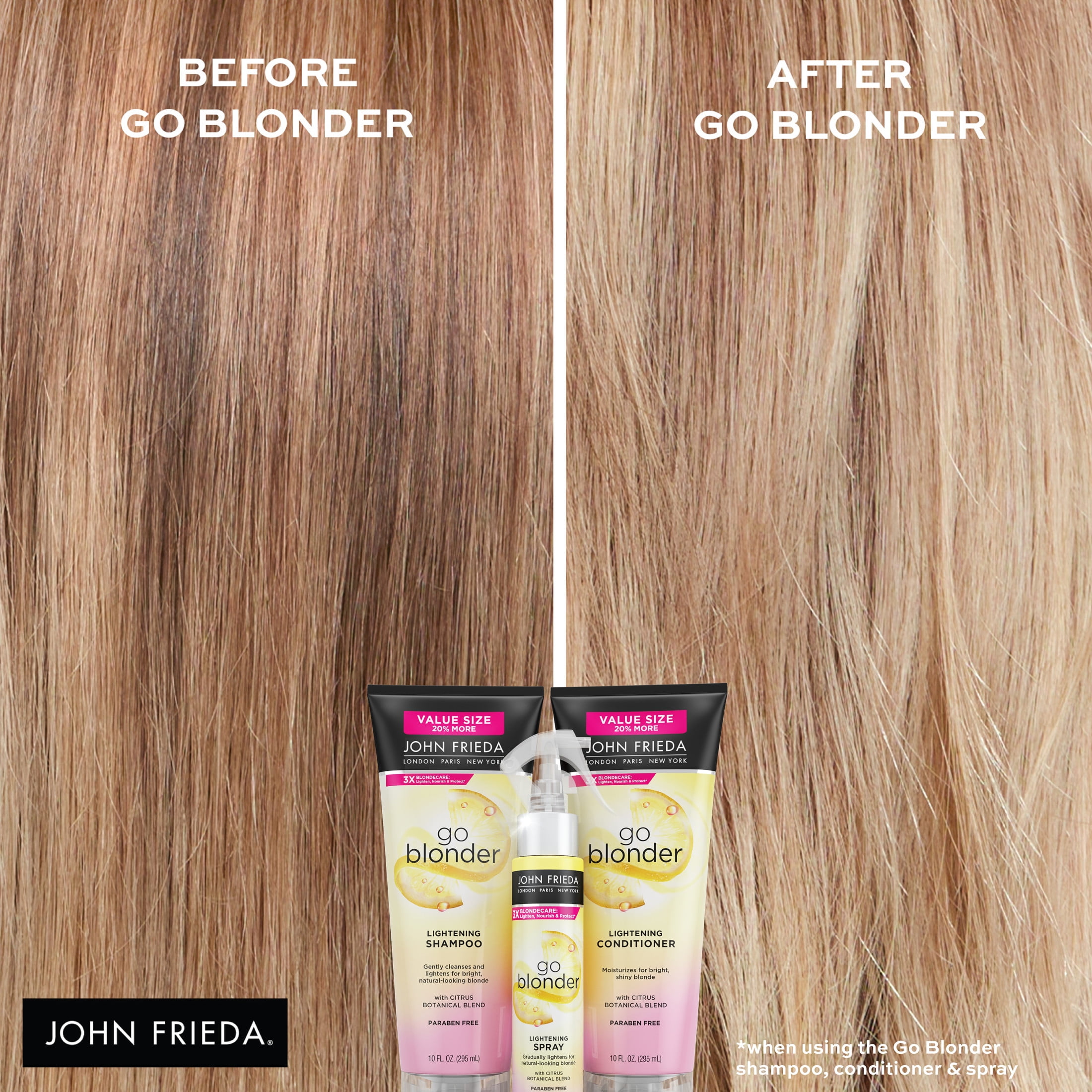 John Frieda Go Blonder Lightening Womens Shampoo for Blonde ColorTreated Hair, Vegan Friendly, 10 oz(图3)