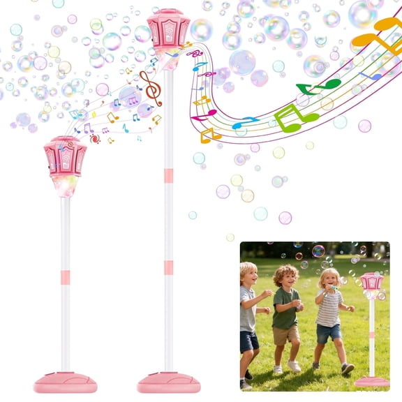 KOPPOP Garden Bubble Machine, LED Musical Lawn Lamp with Remote & Rechargeable Battery, Adjustable Height Outdoor Party Atmosphere Decor(Pink)