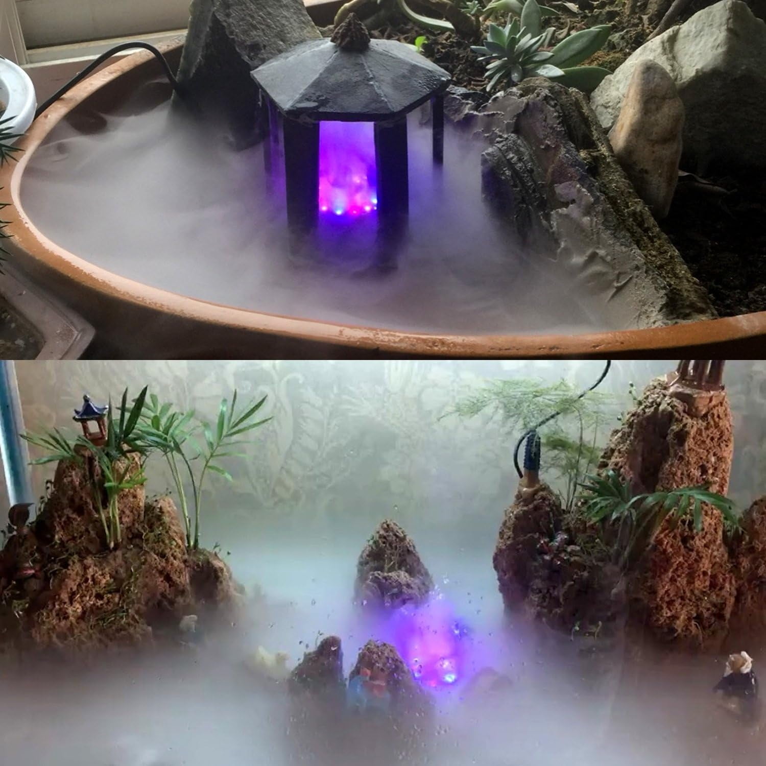 Mist Maker With Led 24V Color-Changing Mist Maker - 12 LED Pond Humidifier (US Plug Included) Mini Water Mister Pump