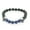 Blue, variant on Stainless Steel Black Beads Silver-Tone Skulls Mens Stretch Bracelet, 8"