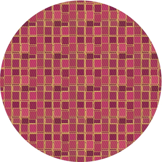 Ahgly Company Tapis Rond Lavable en Machine Intérieur Transitionnel Rouge Framboise, 3 Pieds Rond