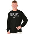 thumbnail image 3 of Real Men Love Jesus Christian Men's Big & Tall Long Sleeve Graphic Tee Brisco Brands 3X, 3 of 5