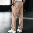 thumbnail image 4 of Mens Joggers with Pockets - Teen Boys Baggy Sweatpants, Drawstring Waist, Y2k Wide Leg Pants for Yoga & Gym Camel L, 4 of 5
