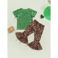 thumbnail image 4 of Genuiskids Toddler Girl 2Pcs Spring Outfits, Short Sleeve Cactus Print T-Shirt + Leopard Flare Pants Set, 4 of 9