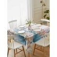 thumbnail image 2 of Beach Coastal Rectangle Tablecloth, Summer Nautical Coral Shell Botanical Vintage Waterproof & StainResistant Tablecloth, Washable Oil-proof Table Cover for Dining/Party/Wedding/Buffet 60x84 In, 2 of 9