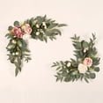 thumbnail image 1 of Arco de flores para boda, guirnalda de flores artificiales rústicas para dintel, hojas verdes, rosas, peonías, girasoles, corona para puerta, decoración del hogar, 1 of 6
