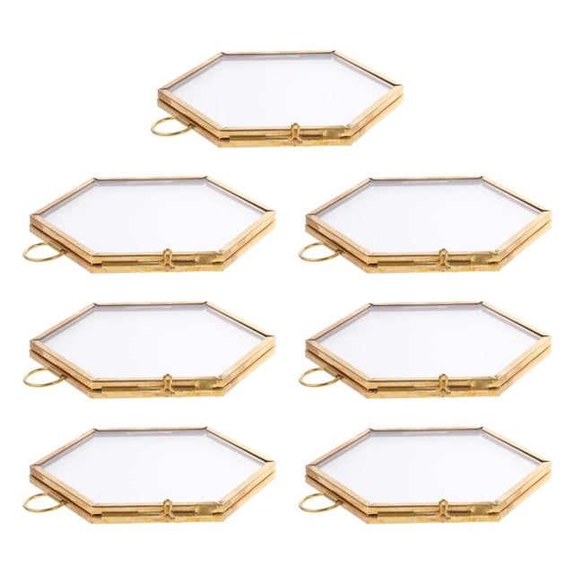 GUOOL 7PCS Vintage Glass Frame for Pressed Dried Flowers, Clear Double Sided Wall