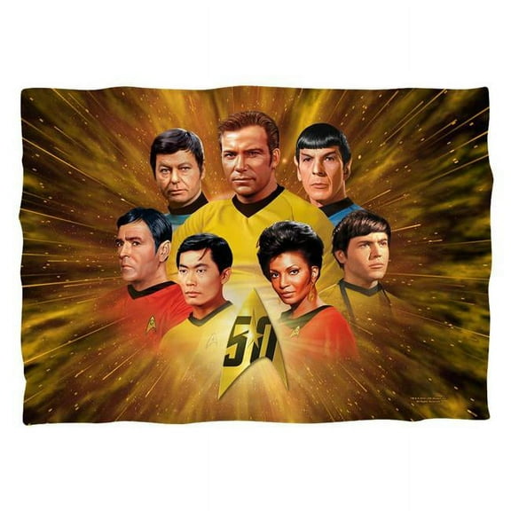 Trevco CBS1764FB-PLO1-20x28 20 x 28 in. Star Trek & 50th Crew 100 Percent Pillow Case, White