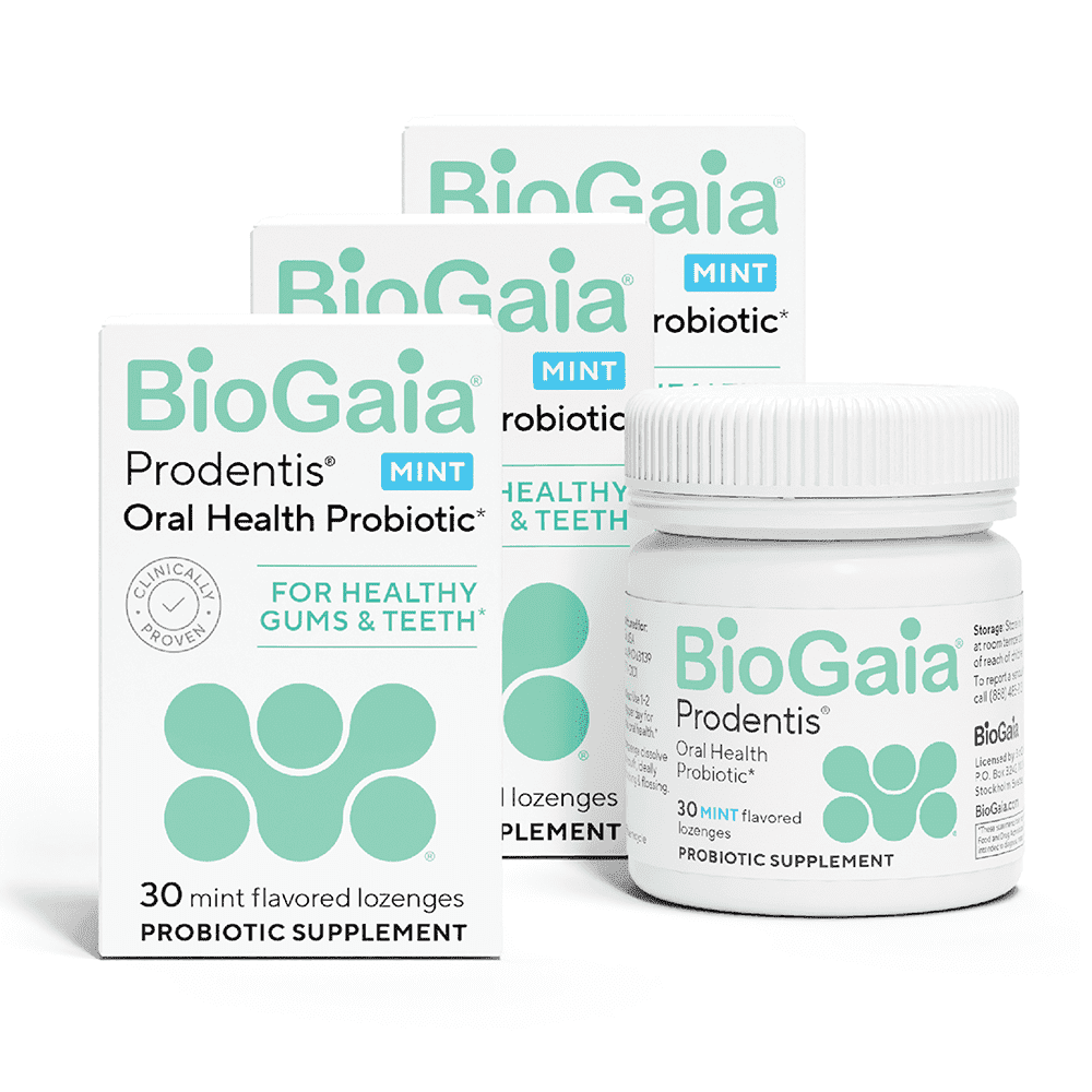 BioGaia Prodentis 3-Pack Bundle | Oral Probiotics | Promotes Healthy Gums & Teeth | Defends Against Bad Breath & Dental Problems | Improves Oral Health | Mint Flavored Dental Probiotic Lozenge