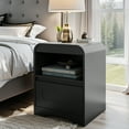 thumbnail image 7 of Night Stand Nightstand with Drawer Storage Curved Bed Side Table End Table Large Modern Wide Bedside Stand Tall Night Stands for Bedroom Living Room Sofa Couch Home Office, Black, 7 of 7