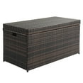 thumbnail image 3 of Hassch Rattan Deck Box, 132 Gallon Indoor & Outdoor Storage Box with Side Handle for Patio Furniture, Pool Accessories, Garden Tools, Sports Equipment and Cushions, Brown, 3 of 10