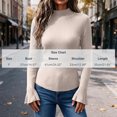 thumbnail image 2 of cocolona Womens Mock Neck Thin Sweater Solid Color Flare Sleeve Trendy Slim Basic Layer Sweater Ribbed Knit Fall Tops, 2 of 7