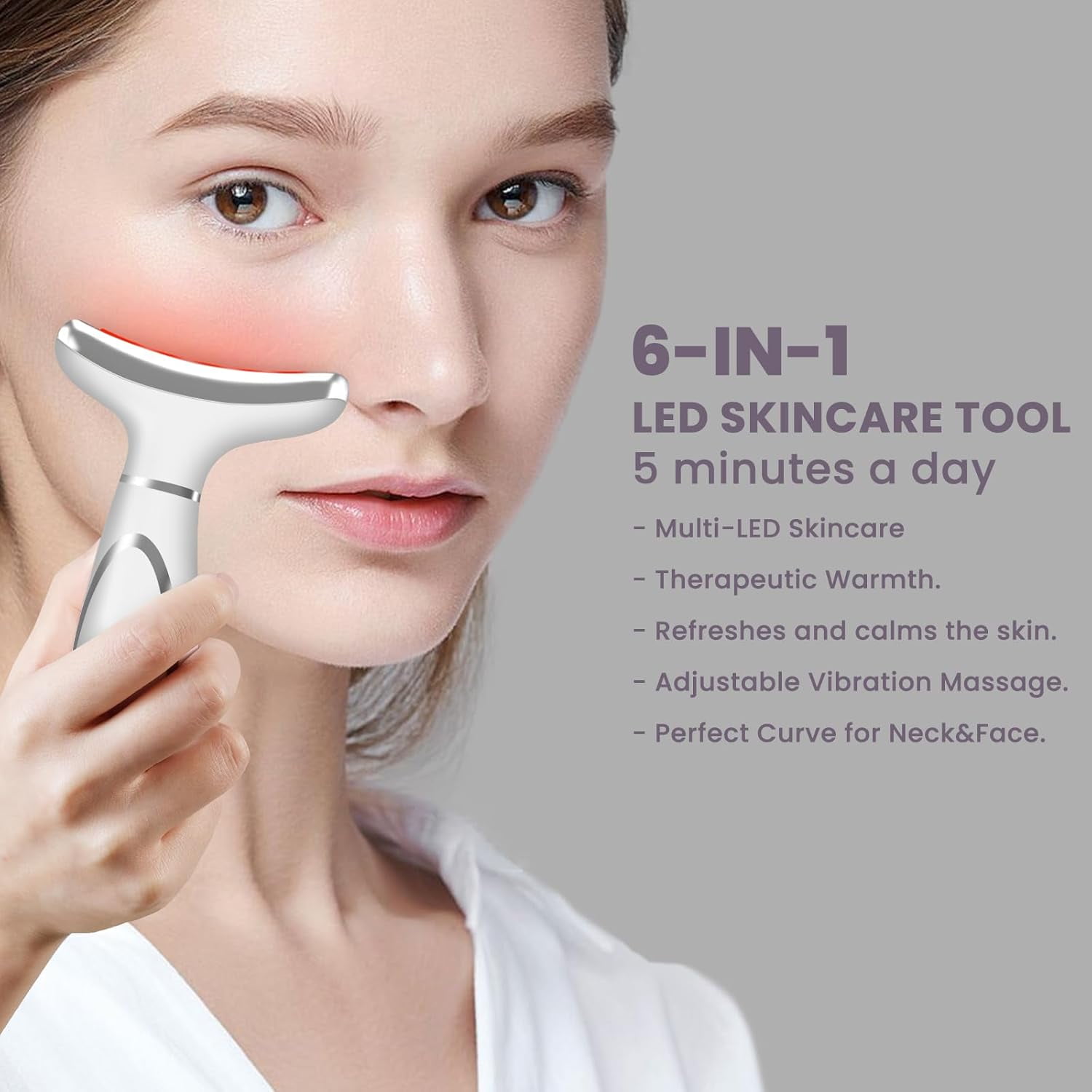 -Red- Light -Therapy -for face,Facial Massager,Skin Care Tool,for Anti-Aging, at Home,Lifting and Tightening Sagging Skin (Pearl White)