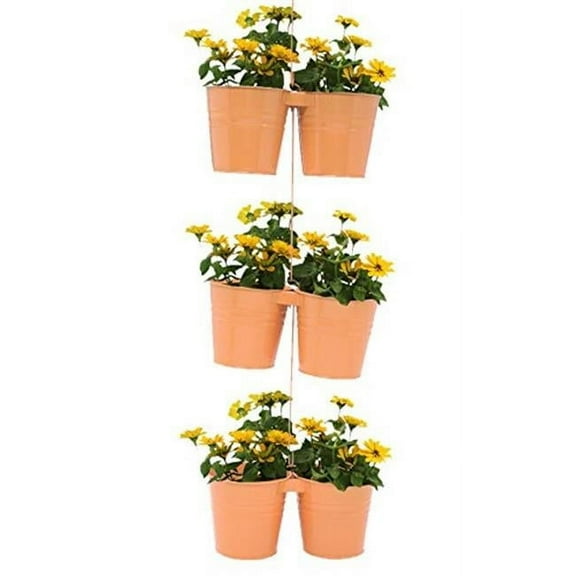 Houston International Trading 8433E SAFF S-3 Enameled Galvanized Double Hanging Planter, Saffron