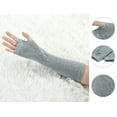 thumbnail image 2 of INSPIRE CHIC Woman Elastic Fingerless Elbow Length Arm Hand Warmers Gloves 1 Pairs Gray One Size, 2 of 6
