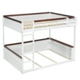 thumbnail image 4 of Euroco Wood Queen over Queen Bunk Bed with Shelves and Cabinets,  Storage Headboard with LED Light and USB Charging, White, 4 of 12