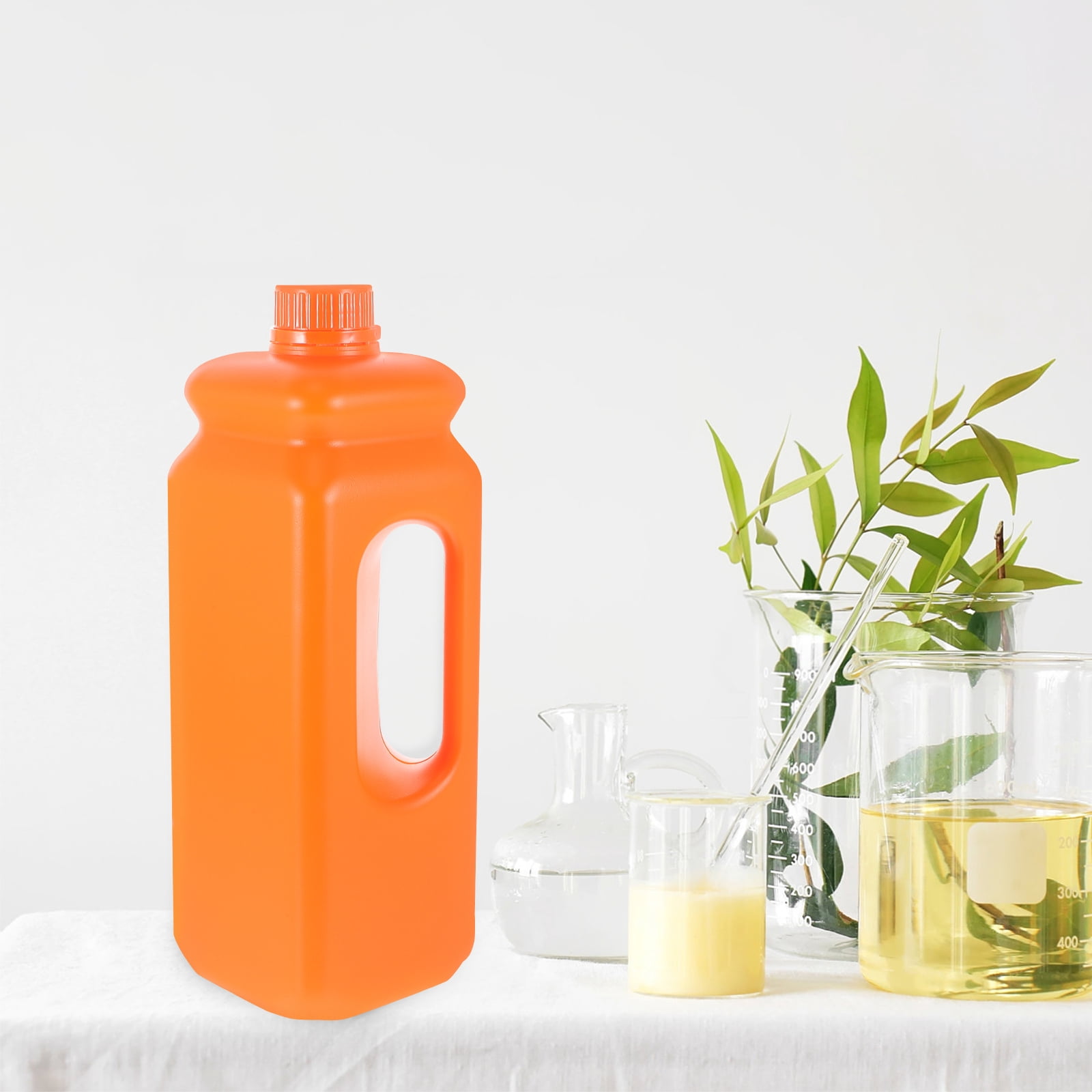 Luxshiny Orange 2.5 Gallon Jug with Ergonomic Handle Reusable and 4Pcs