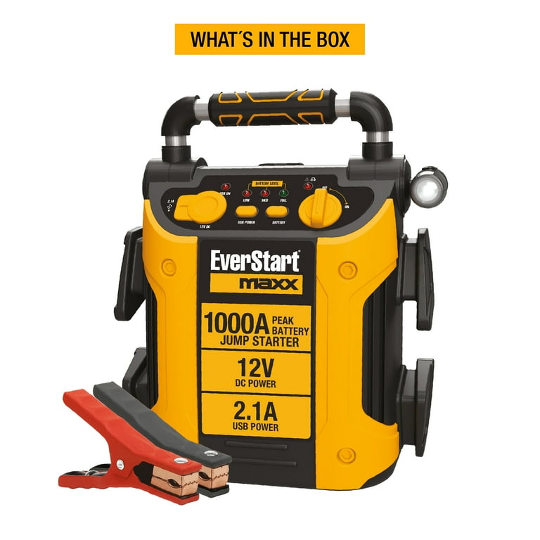 EverStart J509E 1000 Peak Amp Jump Starter, Pivoting LED