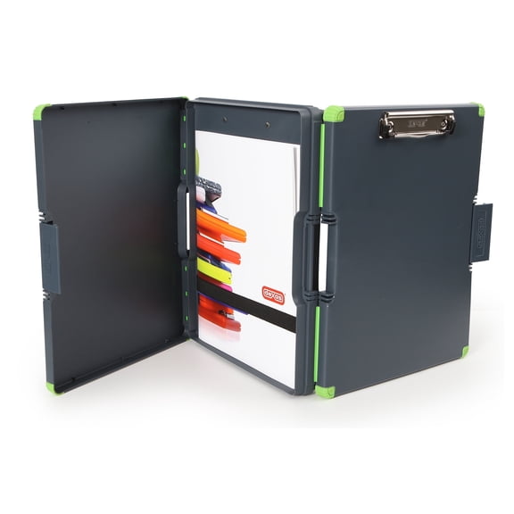Dexas Duo Clipcase, Double Sided Clipboard Design, 13” x 10", Gray/Green