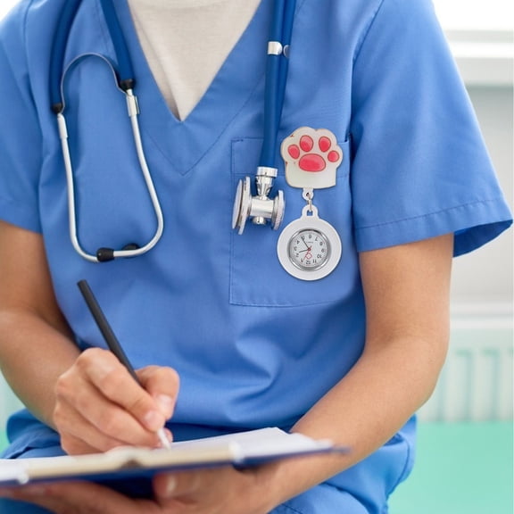 Luxshiny White Silicone Nurse Watch Clip-on Pocket Watch with Large Dial and Easy Remove Cover