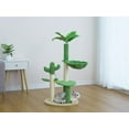 thumbnail image 4 of Home4Cat 3 level 33.5"Multi-Activity Cactus Style Cat Tree with Scratching Post, Hammock,Green/Beige, 4 of 10